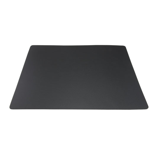 Black leather Securit menu holders, 45x33cm, 0.3cm thick, shown holding menu pages, pack of 10 for restaurant or cafe use.