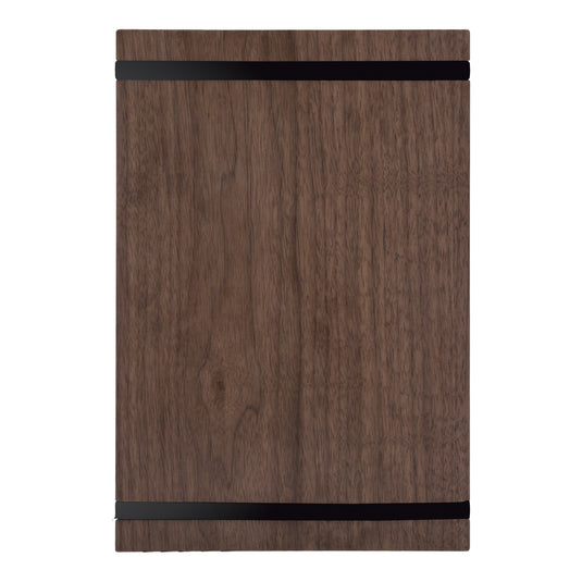 Set of 10 Securit walnut menu holders, 32x22cm, made of wood, designed to hold and display menus in restaurants or cafes.