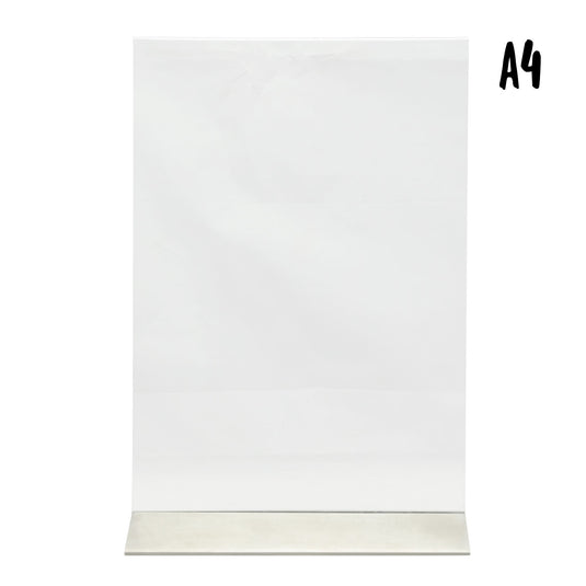 Securit posterframes table pack of 6 transparent acrylic frames, 33.2x20.7x7.5cm, ideal for displaying posters or signs.