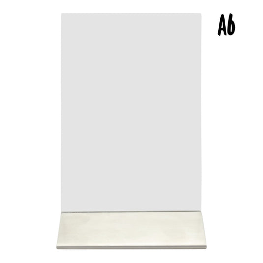 Set of six Securit transparent posterframes, table size 16.5x10.5x7.4cm, ideal for displaying posters or signs.