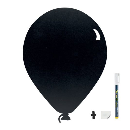 Set of six Securit Wall Chalkboards in black, silhouette design, measuring 39.6x29x0.3cm for indoor signage or displays.
