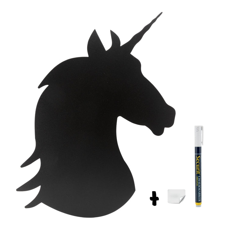 Load image into Gallery viewer, Kids Room Chalkboard Set - Unicorn, Cloud &amp; Stars Silhouette Wall Chalkboards + Pastel Chalk Markers
