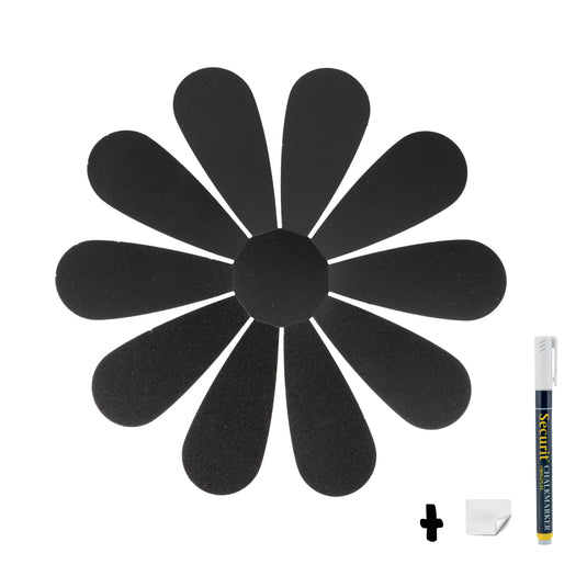 Set of 10 Securit wall chalkboards with 3D black silhouettes, 14.7x14.7x1cm for writing or display.