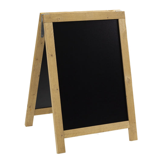Securit Lit Pavement Sign Set - Nature Small Beechwood Pavement Board 85 cm - Board + LED Lamp + Wind Stopper + Markers