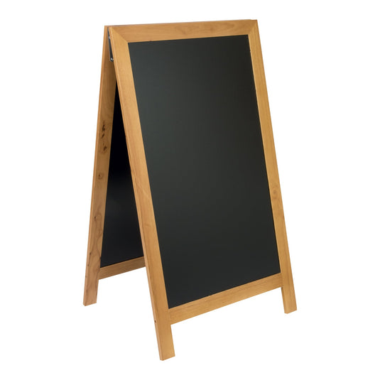 Securit Chalkboard Set - Nature Large Beechwood Pavement Board Nature Grey 135 cm - Board + Waterproof Markers + Cleaner