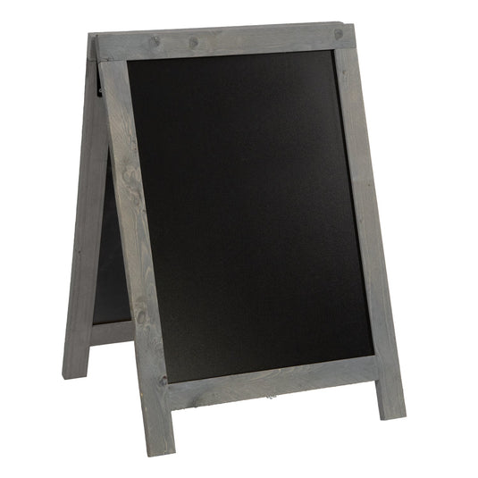 Securit Chalkboard Set - Nature Small Beechwood Pavement Board Nature Grey 85 cm - Board + Waterproof Markers + Cleaner