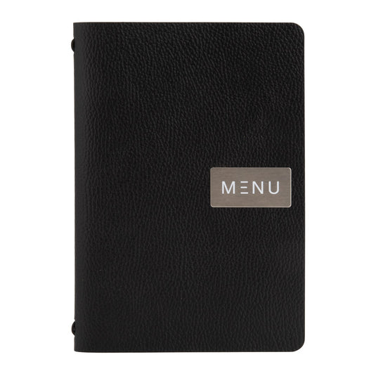 Securit Menu Set - Leather Raw A5 Black - 10 Menu Holders + 20 Extra Pouches