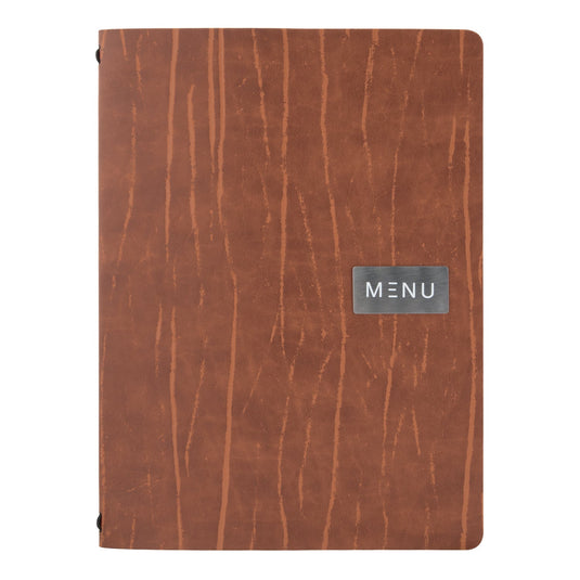 Securit Menu Set - Leather Ruga A4 Brown - 10 Menu Holders + 20 Extra Pouches