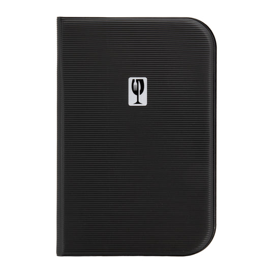 Black Securit menu holders, 25.5x18x1cm, pack of 10, designed for displaying menus in restaurants and cafes.