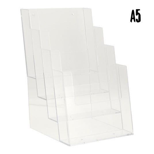Transparent Securit brochure holder, 20x26x16.5 cm, designed for displaying brochures neatly and securely.