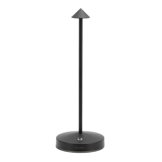 Six black Securit table lamps with modern design, shown in a pack, ideal for stylish lighting in home or office spaces.