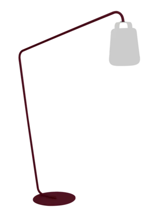 Black cherry Fermob BALAD² Offset Stand lamp stand with a sleek, modern design for stylish lighting arrangements.