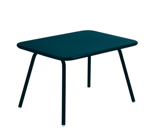 Blue Fermob Luxembourg Kid Table, a children's table with a modern design, suitable for play and activities.