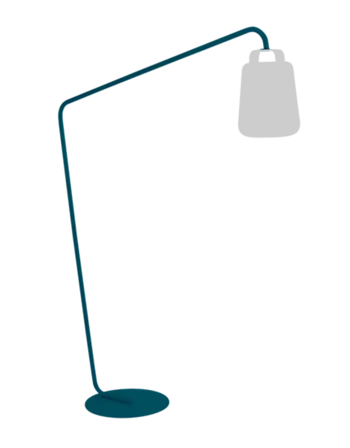 Fermob BALAD² Offset Lamp Stand in Acapulco Blue with modern design and sturdy metal construction.