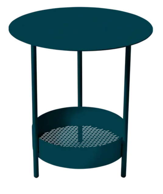 Fermob Salsa pedestal side table with colorful ceramic top, suitable for outdoor use in Ireland.