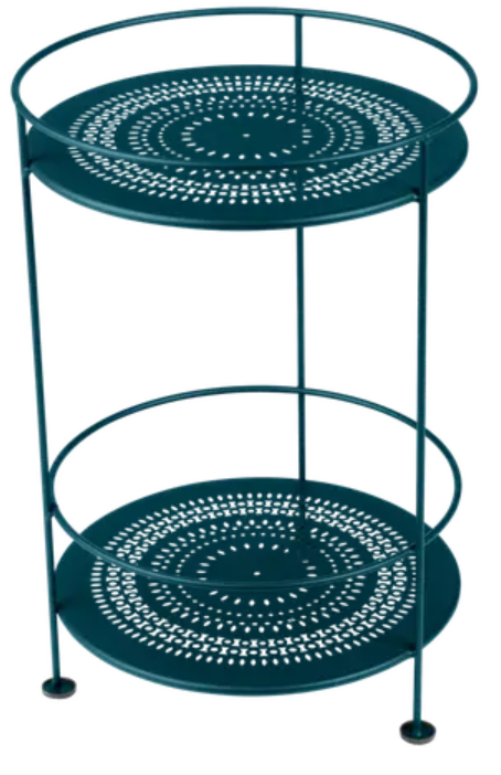 Load image into Gallery viewer, Fermob Guinguette side table with perforated double metal top, outdoor furniture for patio or garden use.
