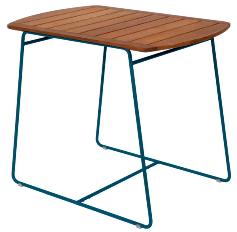 Load image into Gallery viewer, Fermob outdoor teak table measuring 90 x 60cm with a smooth wooden surface, suitable for patio or garden dining.
