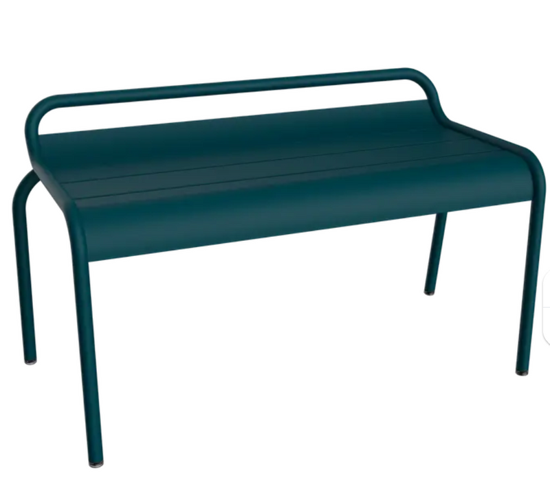 Load image into Gallery viewer, Fermob Luxembourg stackable outdoor bench, 90 cm, metal design with a modern, sleek look suitable for patio or garden seating.
