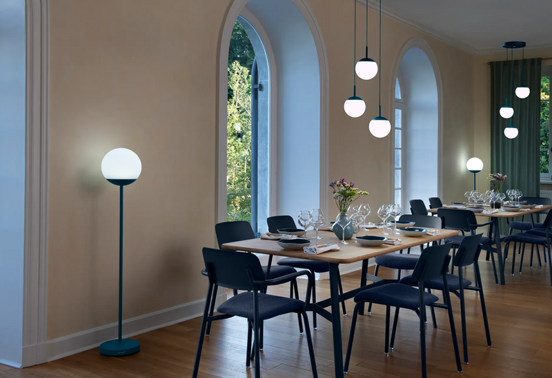 Load image into Gallery viewer, Fermob SO'O 180x90 cm oak dining table with six seats, rustic wooden table for restaurant or home use.
