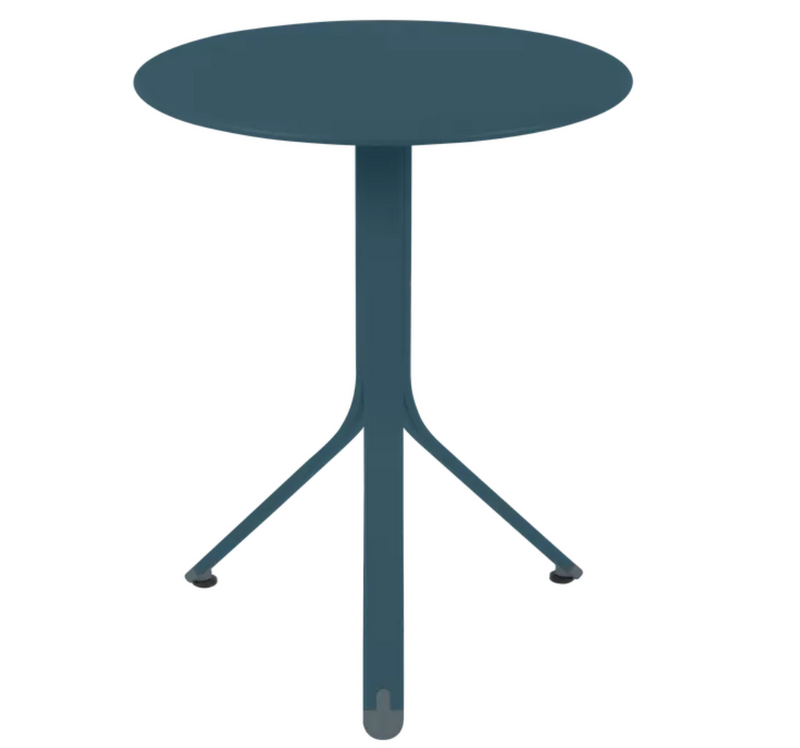 Load image into Gallery viewer, Fermob Rest'O Round folding outdoor bistro table with 60cm diameter metal top, ideal for compact outdoor dining spaces.
