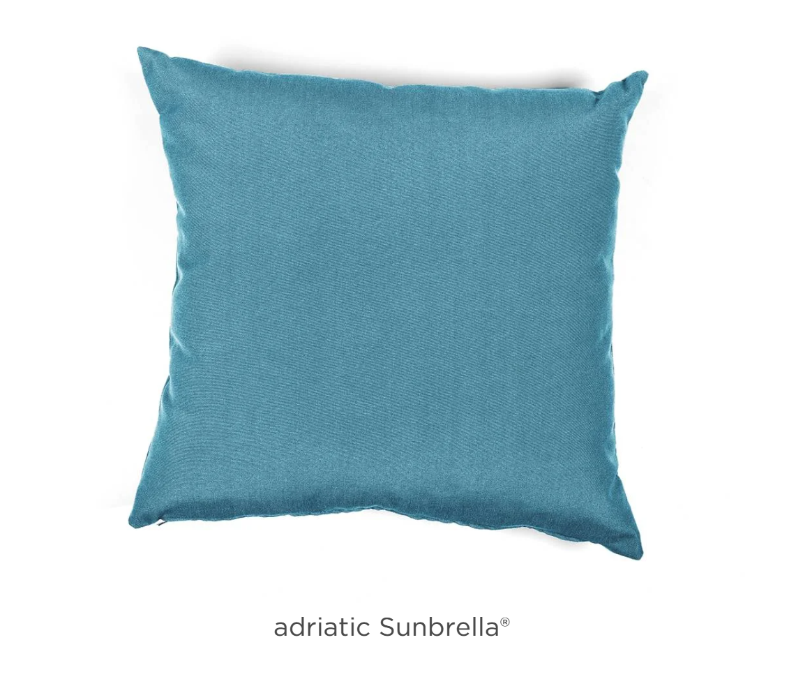 Nardi outdoor cushion by Custom Wood Designs, Adriatic Sunbrella fabric, plush cushion for outdoor seating.