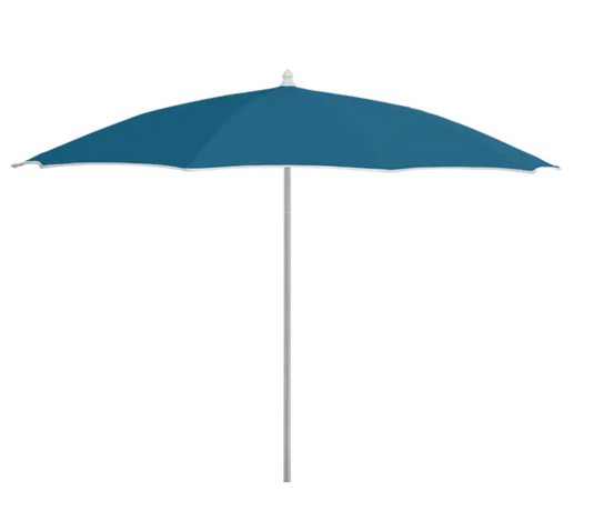 Fermob Aluminium Parasol Ø250cm in Adriatic Blue, lightweight and durable outdoor umbrella for commercial or patio use.