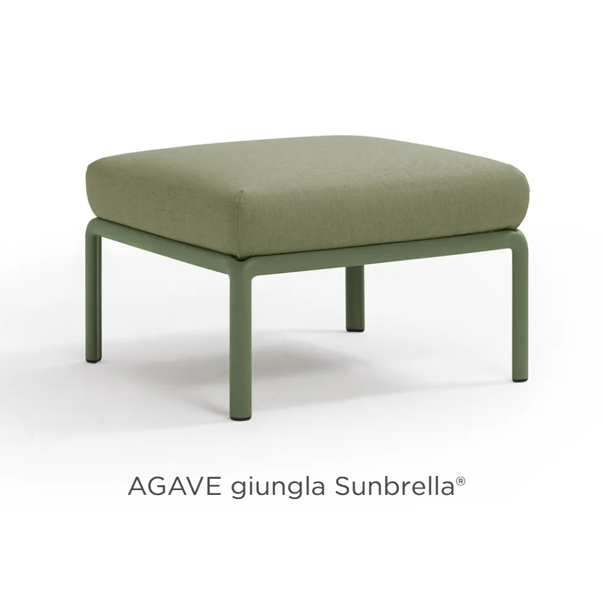 Nardi Komodo Pouf from the Nardi Outdoor Sofa Komodo Section, featuring green agave-style woven seating for outdoor relaxation.