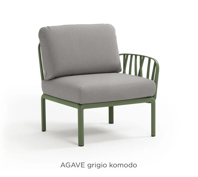 Load image into Gallery viewer, Nardi Komodo Terminal Module outdoor sofa in Agave Grigio Sunbrella fabric, part of Nardi's modular outdoor sofa collection.
