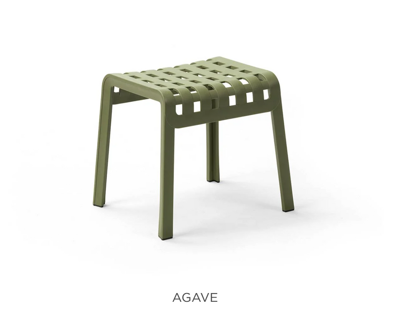 Load image into Gallery viewer, Nardi Poggio outdoor stool and footrest with agave design, suitable for patio furniture and outdoor rocking chairs.
