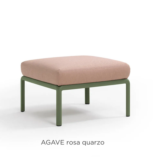 Nardi Komodo Pouf from the outdoor Nardi Sofa Komodo section, featuring a textured agave rosa and quartz design for modular seating.