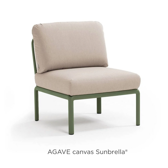 Nardi Komodo Central Sofa Module in agave canvas fabric, part of the Nardi outdoor Komodo sectional sofa set.