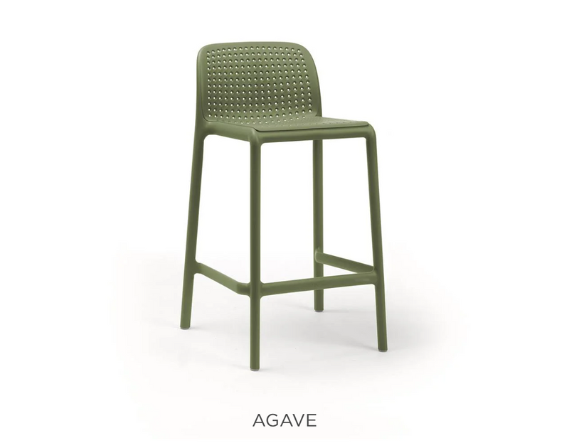 Load image into Gallery viewer, Stackable Nardi Lido Mini Counter Stool in agave color, outdoor-ready high stool with a sleek, modern design.
