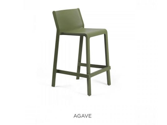 Agave-colored Nardi Trill Mini Stool outdoor Nardi counter stool with a sleek, modern design for outdoor seating.