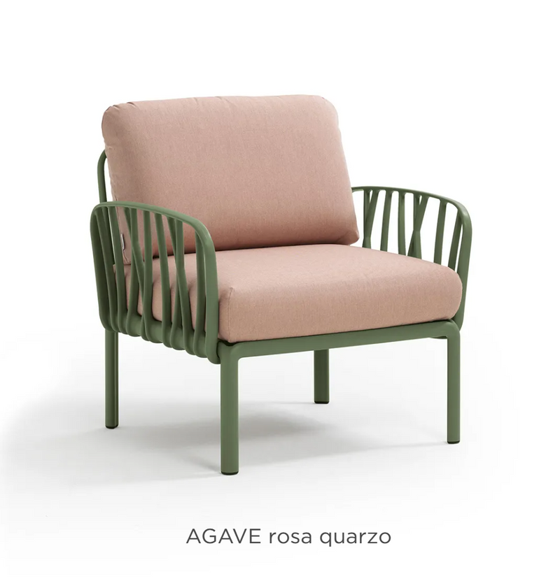 Load image into Gallery viewer, Nardi Komodo modular outdoor armchair by Custom Wood Designs, grey woven fabric with plush cushions, part of the outdoor sofa collection.
