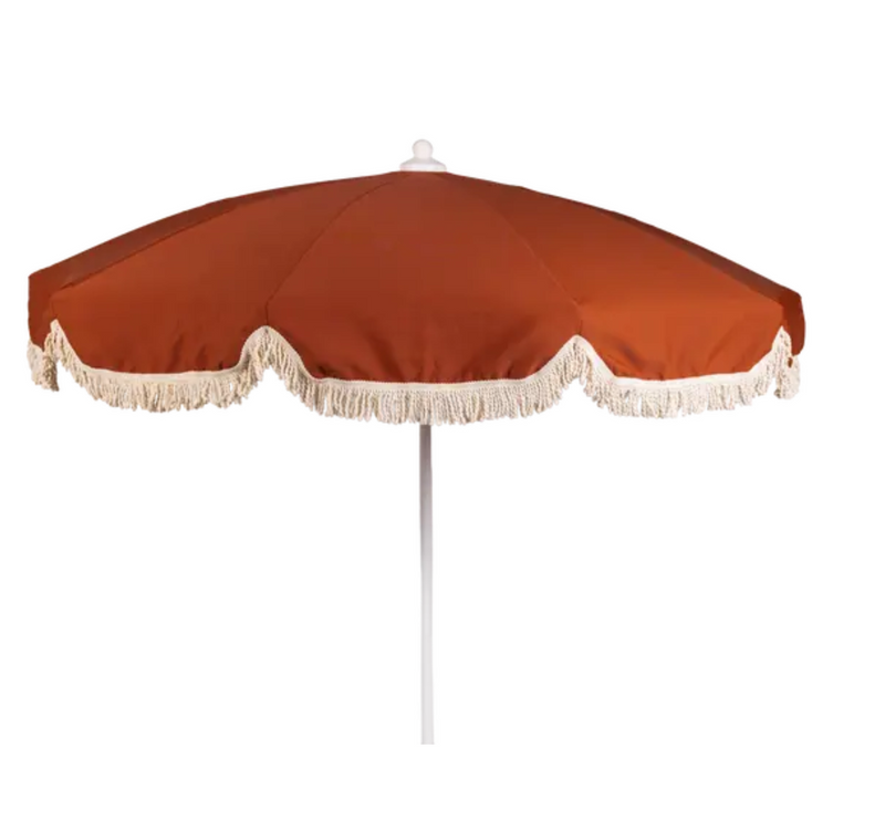 Load image into Gallery viewer, Fermob aluminium parasol with 250cm diameter, lightweight and durable outdoor umbrella in amber color.
