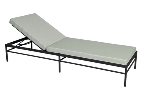 Fermob Rivage luxury metal sunlounger in antracite color with cactus design, outdoor garden lounge furniture