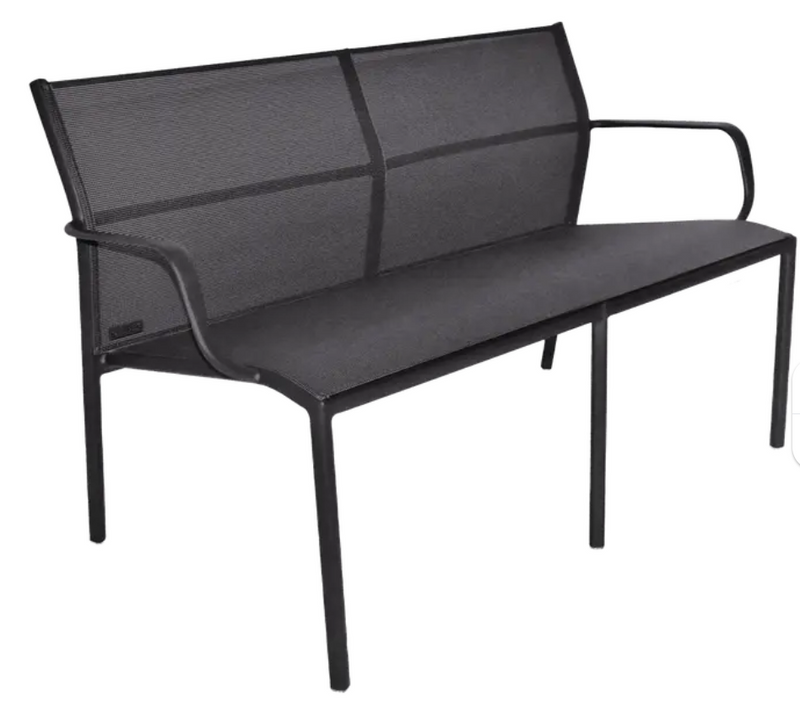 Load image into Gallery viewer, An outdoor aluminum Cadiz 2-seater bench by Fermob in antracite finish, designed for garden or patio seating.
