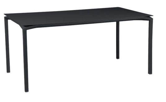 Fermob CALVI rectangular kitchen table in antracite, 160x80 cm, six-seater with sleek modern design.