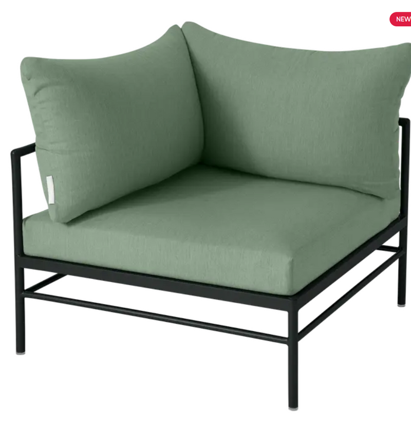 Load image into Gallery viewer, Antracite Fermob Rivage corner outdoor armchair with metal frame, featuring plush cushioning and a modern design.
