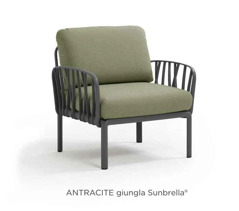 Load image into Gallery viewer, Nardi Komodo outdoor modular armchair from Custom Wood Designs with antracite Sunbrella fabric, part of outdoor sofa collection.
