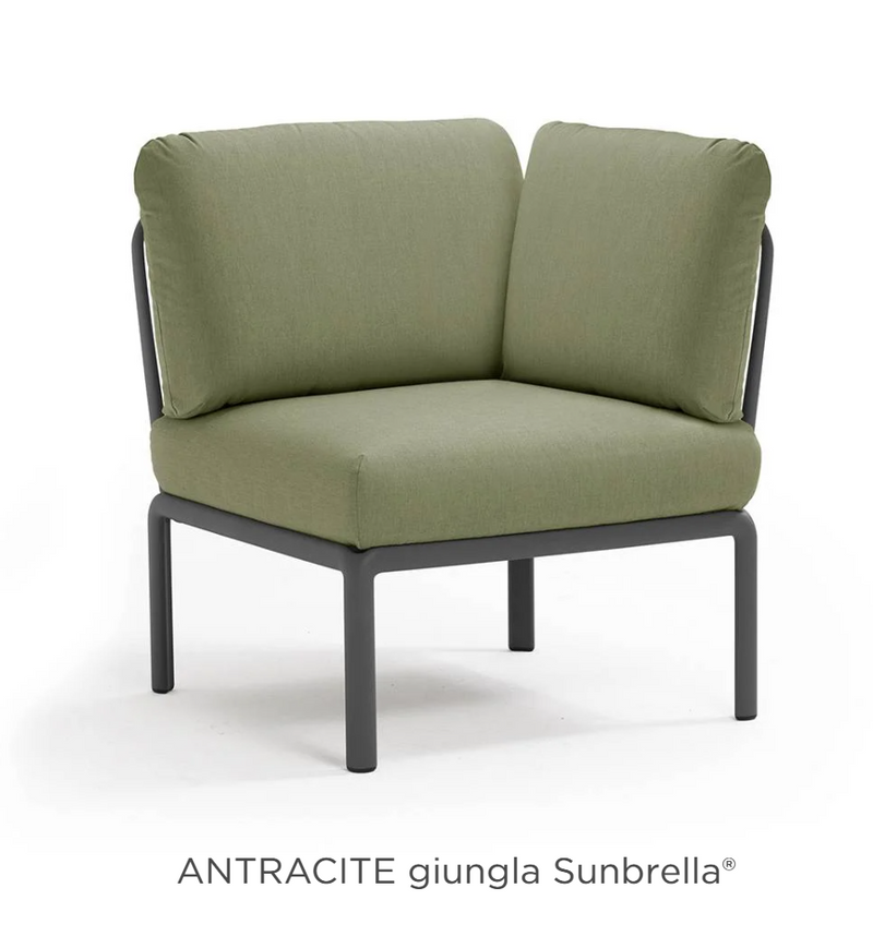 Load image into Gallery viewer, Nardi Komodo Corner Module outdoor sofa in anthracite with Sunbrella fabric, modular outdoor corner sofa for patio or garden.

