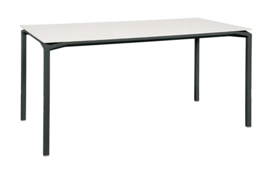Fermob CALVI AERIS mineral dining table in anthracite grey, 160 x 80 cm, six-seater outdoor table with sleek design.