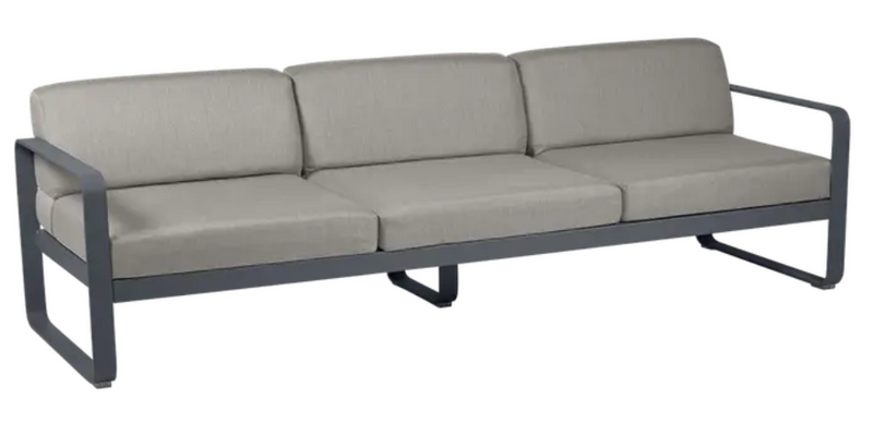 Load image into Gallery viewer, Antracite grey Fermob Bellevie 3-seater outdoor sofa with metal frame, stylish outdoor furniture for garden or patio.

