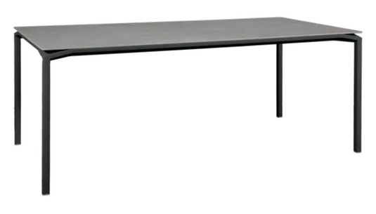 Fermob CALVI Kreta mineral dining table in antracite grey, 195x95 cm, eight-seater with durable stone tabletop.