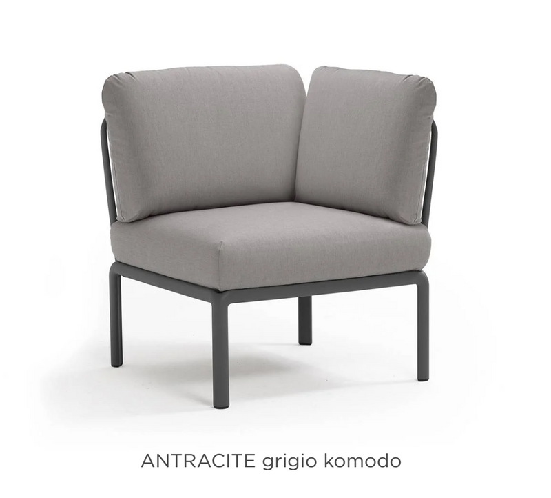 Load image into Gallery viewer, Nardi Komodo Corner Module outdoor sofa in anthracite grey Sunbrella fabric, designed for modular outdoor seating.
