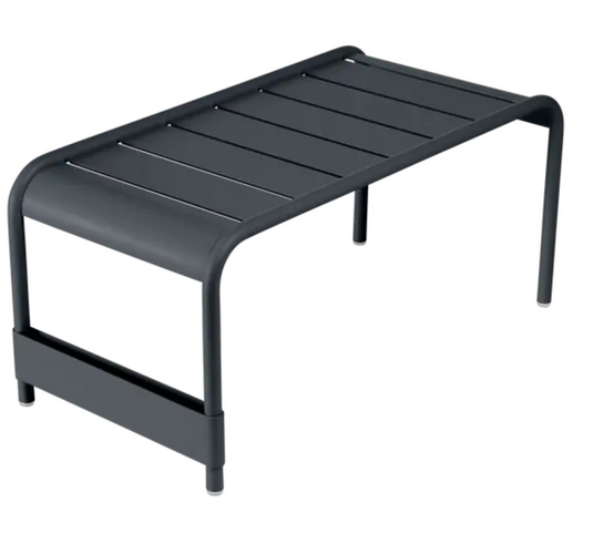 Fermob Luxembourg large low table/bench in antracite color, 86x44 cm, with a sleek, modern design for indoor or outdoor use.