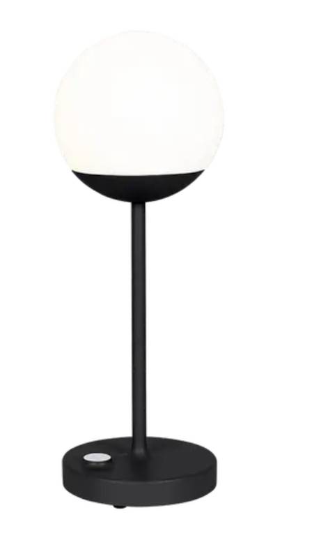 Fermob MOOON! wireless table lamp in antracite finish, with a sleek, modern design perfect for outdoor use.