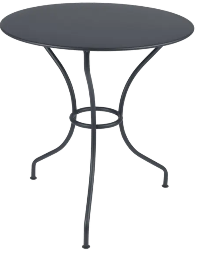 Load image into Gallery viewer, Fermob OPÉRA+ outdoor metal table with 67 cm diameter in antracite, suitable for patio or restaurant outdoor furniture.
