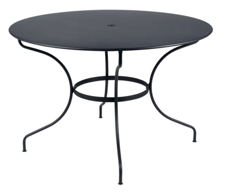 Load image into Gallery viewer, Fermob OPÉRA+ outdoor metal table in anthracite with 117 cm diameter, six-seater for garden or patio dining.
