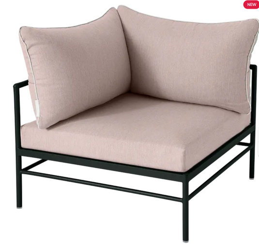 Antracite and papyrus Rivage corner armchair from Fermob, a stylish outdoor metal corner sofa with modern design.